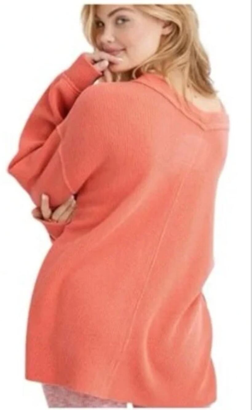 Aerie waffle knitted Women's sweater oversized sweater Orange Coral sz. M